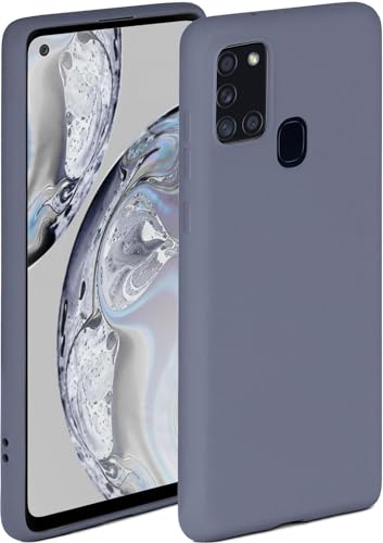 ONEFLOW Soft Case kompatibel mit Samsung Galaxy A21s Hülle aus Silikon, erhöhte Kante für Bildschirmschutz, zweilagig, weiche Handyhülle - matt Blau Grau von ONEFLOW