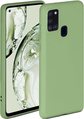 ONEFLOW Soft Case kompatibel mit Samsung Galaxy A21s Hülle aus Silikon, erhöhte Kante für Bildschirmschutz, zweilagig, weiche Handyhülle - matt Grün von ONEFLOW