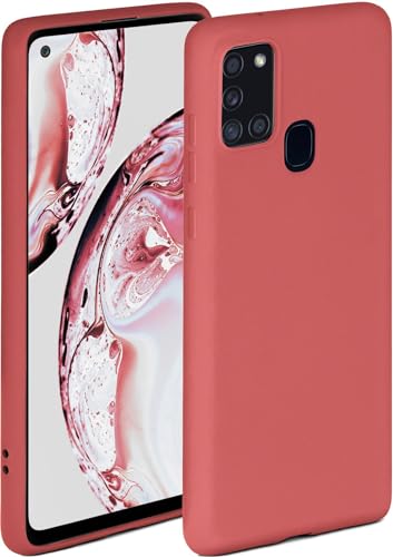 ONEFLOW Soft Case kompatibel mit Samsung Galaxy A21s Hülle aus Silikon, erhöhte Kante für Bildschirmschutz, zweilagig, weiche Handyhülle - matt Rot von ONEFLOW