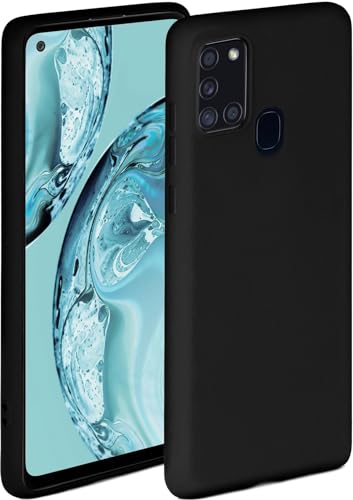 ONEFLOW Soft Case kompatibel mit Samsung Galaxy A21s Hülle aus Silikon, erhöhte Kante für Bildschirmschutz, zweilagig, weiche Handyhülle - matt Schwarz von ONEFLOW