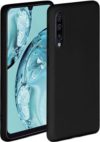 ONEFLOW Soft Case kompatibel mit Samsung Galaxy A70 Hülle aus Silikon, erhöhte Kante für Bildschirmschutz, zweilagig, weiche Handyhülle - matt Schwarz von ONEFLOW