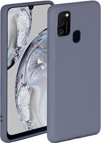 ONEFLOW Soft Case kompatibel mit Samsung Galaxy M21 Hülle aus Silikon, erhöhte Kante für Bildschirmschutz, zweilagig, weiche Handyhülle - matt Blau Grau von ONEFLOW