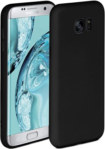 ONEFLOW Soft Case kompatibel mit Samsung Galaxy S7 Edge Hülle aus Silikon, erhöhte Kante für Bildschirmschutz, zweilagig, weiche Handyhülle - matt Schwarz von ONEFLOW