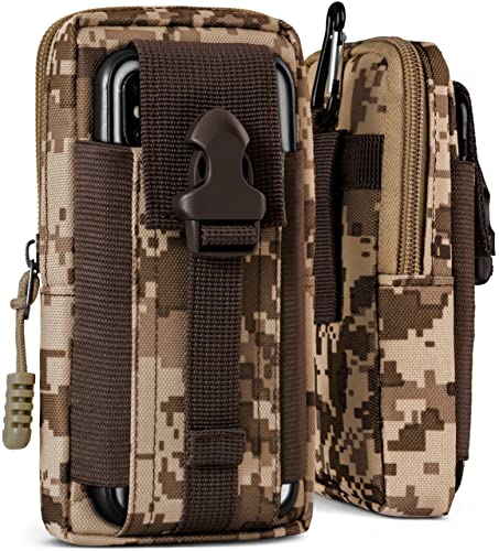 ONEFLOW Survival Case für Samsung Galaxy, Apple iPhone, Huawei, Sony, usw. - Gürteltasche aus Nylon, Handytasche mit Karabiner, Handy Gürtel Tasche Outdoor Handyhülle, Braun Camouflage von ONEFLOW