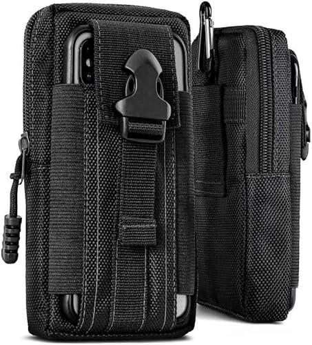 ONEFLOW Survival Case für vivo X100 Pro Handy Gürteltasche aus Nylon mit Karabiner, Taktische EDC Tasche mit Gürtel Halterung, Handyhülle Outdoor Handytasche, Schwarz von ONEFLOW