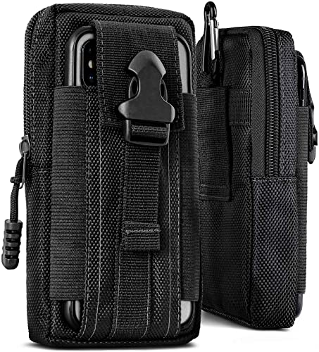 ONEFLOW Survival Case kompatibel mit CAT B40 – Handy Gürteltasche aus Nylon mit Karabiner, Taktische EDC Tasche mit Gürtel Halterung, Outdoor Handyhülle – Schwarz von ONEFLOW