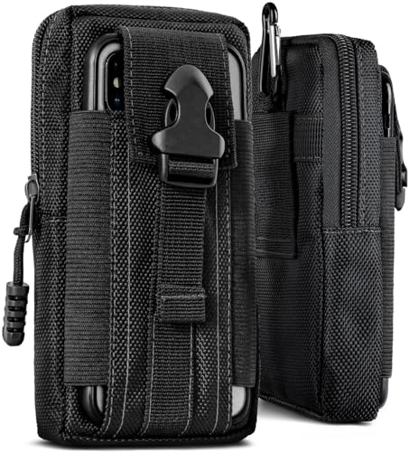 ONEFLOW Survival Case für Xiaomi 13T / 13T Pro Handy Gürteltasche aus Nylon mit Karabiner, Taktische EDC Tasche mit Gürtel Halterung, Handyhülle Outdoor Handytasche, Schwarz von ONEFLOW