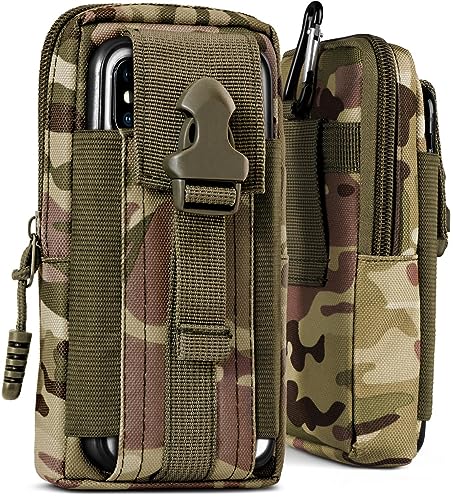 ONEFLOW Survival Case kompatibel mit Xiaomi Redmi Note 12 Pro+ 5G – Handy Gürteltasche aus Nylon mit Karabiner, Taktische EDC Tasche mit Gürtel Halterung, Outdoor Handyhülle – Camo Grün von ONEFLOW