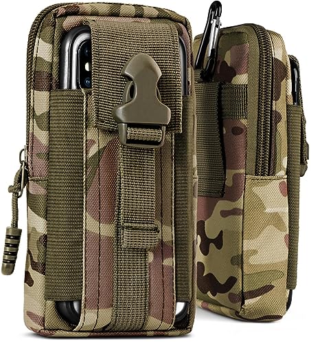 ONEFLOW Survival Case für Redmi Note 12 Pro+ 5G Handy Gürteltasche aus Nylon mit Karabiner, Taktische EDC Tasche mit Gürtel Halterung, Handyhülle Outdoor Handytasche, Camo Grün von ONEFLOW
