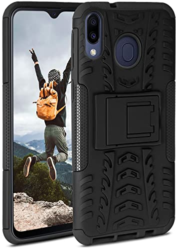 ONEFLOW Tank Case kompatibel mit Samsung Galaxy M20 - Hülle Outdoor stoßfest, Handyhülle mit Ständer, Kamera- und Bildschirmschutz, Handy Hardcase Panzerhülle, Obsidian - Schwarz von ONEFLOW