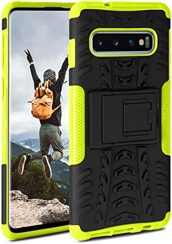 ONEFLOW Tank Case für Samsung Galaxy S10 Hülle Outdoor, stabile Panzerhülle mit Kamera und Display Schutz, sichere Handyhülle, TPU Handy Schutzhülle mit Ständer, Grün Schwarz von ONEFLOW