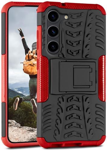 ONEFLOW Tank Case kompatibel mit Samsung Galaxy S23 Plus - Hülle Outdoor stoßfest, Handyhülle mit Ständer, Kamera- und Bildschirmschutz, Handy Hardcase Panzerhülle, Vulcano - Rot von ONEFLOW