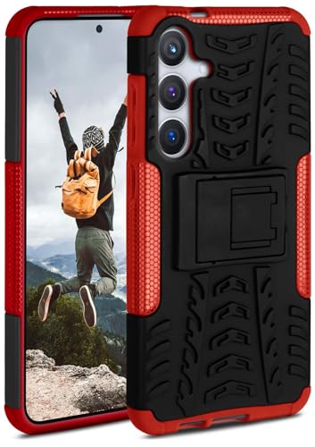 ONEFLOW Tank Case kompatibel mit Samsung Galaxy S24 Plus - Hülle Outdoor stoßfest, Handyhülle mit Ständer, Kamera- und Bildschirmschutz, Handy Hardcase Panzerhülle, Vulcano - Rot von ONEFLOW