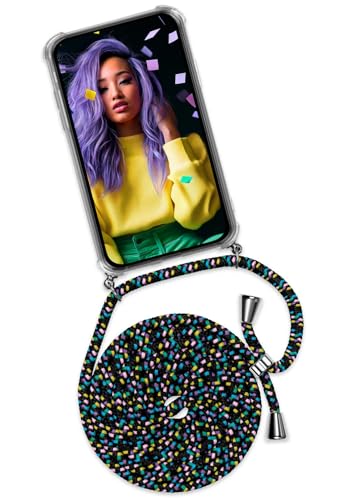 ONEFLOW Twist Case – Handyhülle mit Band für Samsung Galaxy S21 Ultra - Handykette zum Umhängen, Hülle mit Kette abnehmbar, Handy Umhängeband, Schutzhülle und Kordel – Schwarz Bunt von ONEFLOW