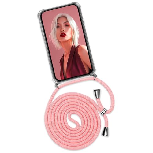 ONEFLOW Twist Case – Handyhülle mit Band für Samsung Galaxy S25 Plus - Handykette zum Umhängen, Hülle mit Kette abnehmbar, Handy Umhängeband, Schutzhülle und Kordel – Rosa von ONEFLOW