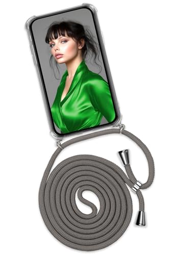 ONEFLOW Twist Case – Handyhülle mit Band für Samsung Galaxy S21 Ultra - Handykette zum Umhängen, Hülle mit Kette abnehmbar, Handy Umhängeband, Schutzhülle und Kordel – Dunkelgrau von ONEFLOW