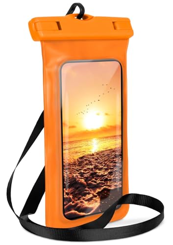 ONEFLOW wasserdichte Handy-Hülle für Apple iPhone 14 | Touch- & Kamera-Fenster + Armband und Schlaufe zum Umhängen, Orange (Sunny-Orange) von ONEFLOW