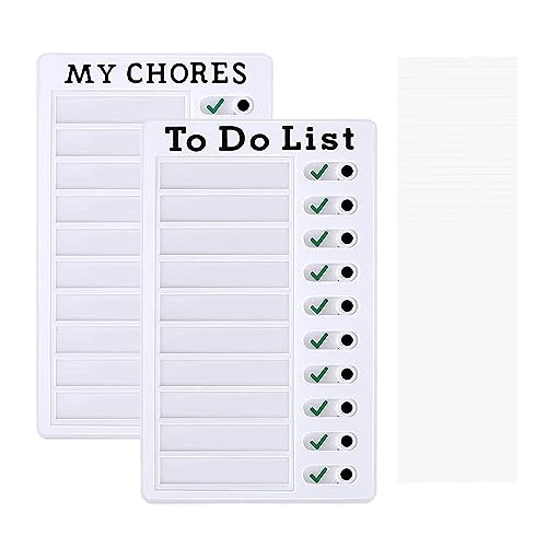 2 x Checklisten-Memoboard mit To-Do-Listen-Diagramm und My Chores Diagramm Planer mit 20 leeren Papier, abnehmbare, wiederverwendbare Tagesplanungstafeln für Erwachsene, Kinder, Büro, Zuhause von ONEINHE