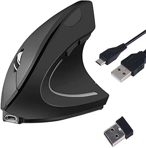 ONELY Vertikale Maus, kabellos, ergonomisch, wiederaufladbar, optische Maus, 2,4 G, hohe Präzision, verstellbar, 800/12001600 DPI, 5 Tasten für PC/Laptop/Mac ONELY Vertikale Maus, kabellos, ergonomisch, wiederaufladbar, optische Maus, 2,4 G, hohe Präzision, verstellbar, 800/12001600 DPI, 5 Tasten für PC/Laptop/Mac von ONELY