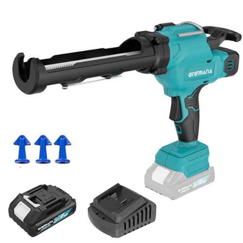 ONEMANA Akku-Kartuschenpistole,10oz/300ml elektrische Kartuschenpresse,6 einstellbare Geschwindigkeiten inkl. 1 Akku 2.0AH & Ladegerät Ideal zum Abdichten von ONEMANA