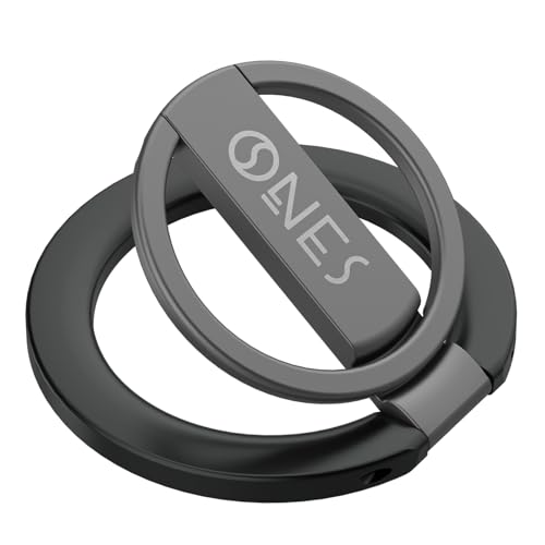 ONES Magnetischer Griff und Ständer [362° Drehung einstellbar] [Stabil und langlebig] [Dünn und leicht] Magnetische Ringhalterung für iPhone, Samsung Galaxy, Sony Xperia,metallisches Schwarz von ONES