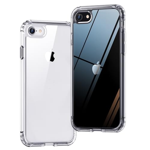 ONES iPhone SE3 SE2 SE / 7/8 Durchsichtig Dünn Hart Hülle『Stoßfest Airbag Militärstandard』『Erhöhte Kanten Schutz Kamera Bildschirm』[Anti-Gelb] [rutschfest], PC + TPU Hybrid Silikonhülle für Apple von ONES