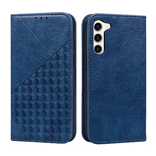 Handyhülle Samsung Galaxy S23 Standfunktion Kartenfach Wallet Premium PU Leder Klappbar Flip Stoßfest Schutzhülle für Samsung S23 Blau von ONETHEFUL