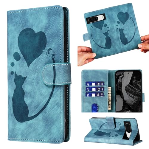 Handyhülle für Google Pixel 8A Hülle Mit Kartenfach Standfunktion Premium Lederhülle Flip Case Tasche Schutzhülle Liebe Katze für Google Pixel 8A blau Handyhülle für Google Pixel 8A Hülle Mit Kartenfach Standfunktion Premium Lederhülle Flip Case Tasche Schutzhülle Liebe Katze für Google Pixel 8A blau von ONETHEFUL