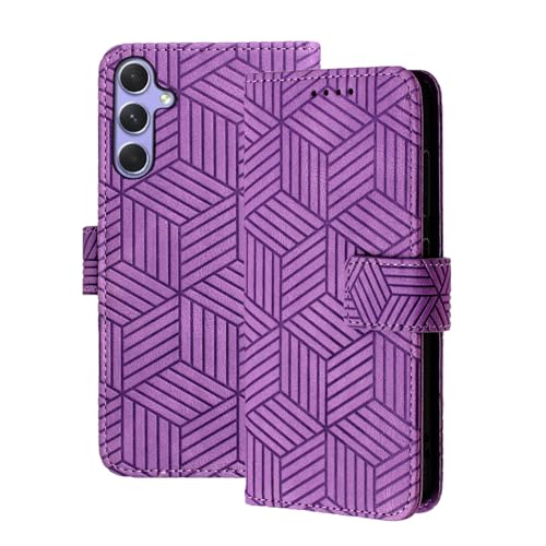 Handyhülle für Samsung Galaxy A55 Leder Schutzhülle Ständer Kartenfächer Stoßfeste Hülle Samsung Galaxy A55 5G Klapphülle Wallet Flip Case, Lila von ONETHEFUL