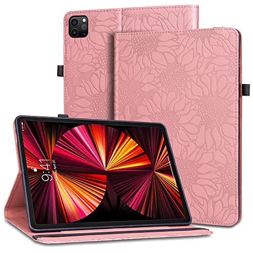 Hülle für iPad Air 5 2022 / iPad Air 4 2020 10.9 Zoll Schützhülle mit KlappStänder Auto Schlaf Wach Funktion,Elastisches Band Kartensteckplatz Case für iPad Pro 11 Zoll (2022/2021/2020/2018) Rosa von ONETHEFUL