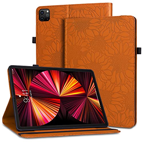 Hülle für iPad Air 5 2022 / iPad Air 4 2020 10.9 Zoll Schützhülle mit KlappStänder Auto Schlaf Wach Funktion,Elastisches Band Kartensteckplatz Case für iPad Pro 11 Zoll (2022/2021/2020/2018) Orange von ONETHEFUL