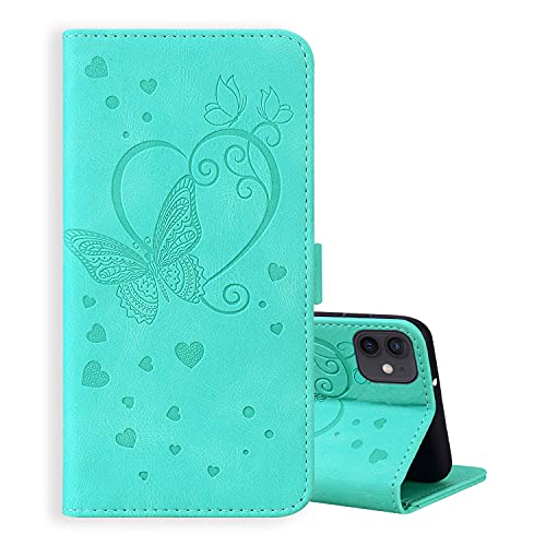 ONETHEFUL Schutzhülle für iPhone 11, Schutzhülle, Zubehör, Flip Cover, Relief, Schmetterling, Telefon, Schutzhüllen aus Kunstleder mit Standfunktion, Minzgrün ONETHEFUL Schutzhülle für iPhone 11, Schutzhülle, Zubehör, Flip Cover, Relief, Schmetterling, Telefon, Schutzhüllen aus Kunstleder mit Standfunktion, Minzgrün von ONETHEFUL