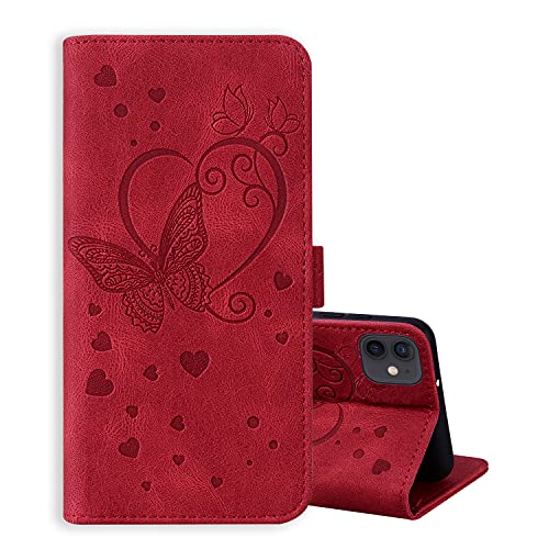 ONETHEFUL Schutzhülle für iPhone 11, Schutzhülle, Zubehör, Flip Cover, Relief, Schmetterling, Telefon, Schutzhüllen aus Kunstleder mit Standfunktion, Rot ONETHEFUL Schutzhülle für iPhone 11, Schutzhülle, Zubehör, Flip Cover, Relief, Schmetterling, Telefon, Schutzhüllen aus Kunstleder mit Standfunktion, Rot von ONETHEFUL