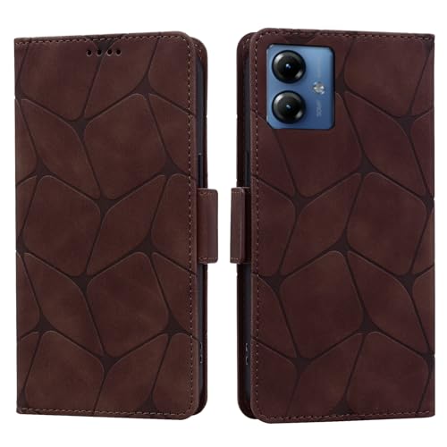 ONETHEFUL Handyhülle Motorola Moto g14 Stoßfest Hülle Magnet Kartenfach Standfunktion Wallet Leder Klappbar Schutzhülle für Motorola Moto g14 Braun von ONETHEFUL