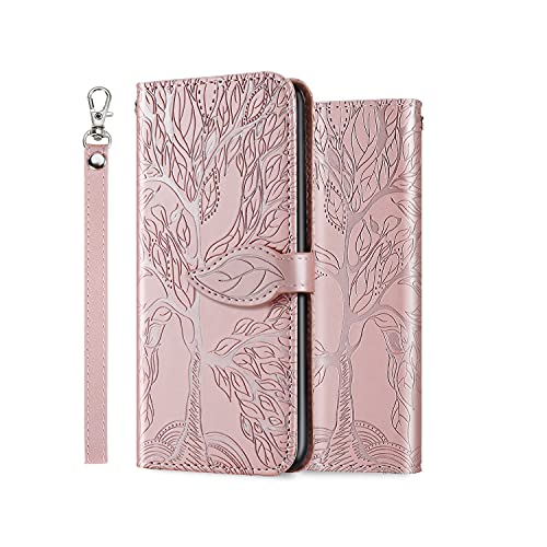ONETHEFUL Handyhülle Tasche Book Cover für Sony Xperia 10 III Hülle Kunstleder Klappbar Flip Phone Case Brieftasche Huelle Etui mit Ständer Roségold von ONETHEFUL