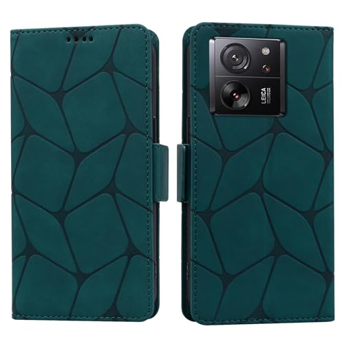 ONETHEFUL Handyhülle Xiaomi 13T / Xiaomi 13T Pro Stoßfest Hülle Magnet Kartenfach Standfunktion Wallet Leder Klappbar Schutzhülle für Xiaomi 13T / Xiaomi 13T Pro Grün von ONETHEFUL