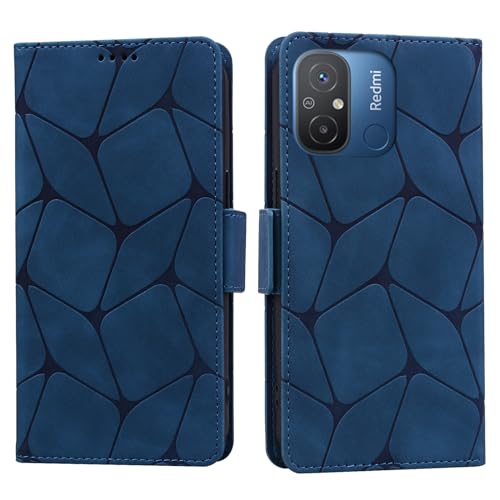 ONETHEFUL Handyhülle Xiaomi Redmi 12C Stoßfest Hülle Magnet Kartenfach Standfunktion Wallet Leder Klappbar Schutzhülle für Xiaomi 12C Blau von ONETHEFUL