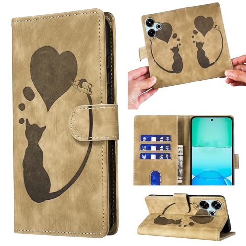 ONETHEFUL Handyhülle für Xiaomi Redmi 13 4G / Xiaomi Poco M6 4G Hülle Mit Kartenfach Standfunktion Premium Lederhülle Flip Case Tasche Schutzhülle Liebe Katze für Redmi 13 4G/Poco M6 4G Khaki ONETHEFUL Handyhülle für Xiaomi Redmi 13 4G / Xiaomi Poco M6 4G Hülle Mit Kartenfach Standfunktion Premium Lederhülle Flip Case Tasche Schutzhülle Liebe Katze für Redmi 13 4G/Poco M6 4G Khaki von ONETHEFUL