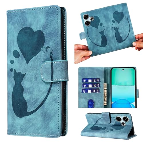 ONETHEFUL Handyhülle für Xiaomi Redmi 13 4G / Xiaomi Poco M6 4G Hülle Mit Kartenfach Standfunktion Premium Lederhülle Flip Case Tasche Schutzhülle Liebe Katze für Redmi 13 4G/Poco M6 4G blau ONETHEFUL Handyhülle für Xiaomi Redmi 13 4G / Xiaomi Poco M6 4G Hülle Mit Kartenfach Standfunktion Premium Lederhülle Flip Case Tasche Schutzhülle Liebe Katze für Redmi 13 4G/Poco M6 4G blau von ONETHEFUL