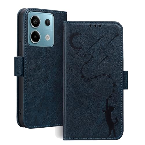 ONETHEFUL Handyhülle für Xiaomi Redmi Note 13 Pro 5G / Xiaomi Poco X6 Hülle Leder Ständer Kartenfach Schutzhülle mit Magnetisch Klapphülle Poco X6/Redmi Note 13 Pro 5G Tasche Navy Blau von ONETHEFUL