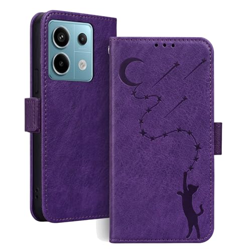 ONETHEFUL Handyhülle für Xiaomi Redmi Note 13 Pro 5G / Xiaomi Poco X6 Hülle Leder Ständer Kartenfach Schutzhülle mit Magnetisch Klapphülle Poco X6/Redmi Note 13 Pro 5G Tasche Lila von ONETHEFUL