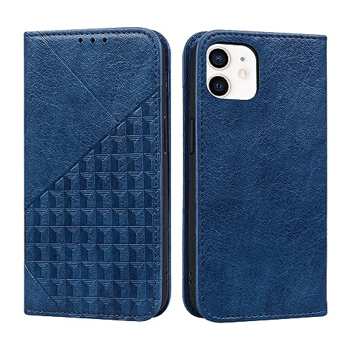 ONETHEFUL Handyhülle iPhone 12/12 Pro Standfunktion Kartenfach Wallet Premium PU Leder Klappbar Flip Stoßfest Schutzhülle für iPhone 12/12 Pro Blau von ONETHEFUL