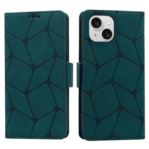 ONETHEFUL Handyhülle iPhone 15 Stoßfest Hülle Magnet Kartenfach Standfunktion Wallet Leder Klappbar Schutzhülle für iPhone 15 Grün von ONETHEFUL