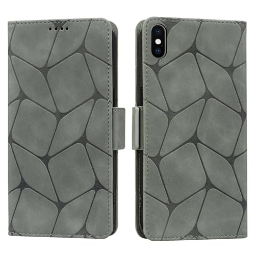 ONETHEFUL Handyhülle iPhone XS/X Stoßfest Hülle Magnet Kartenfach Standfunktion Wallet Leder Klappbar Schutzhülle für iPhone X, iPhone XS Grau von ONETHEFUL