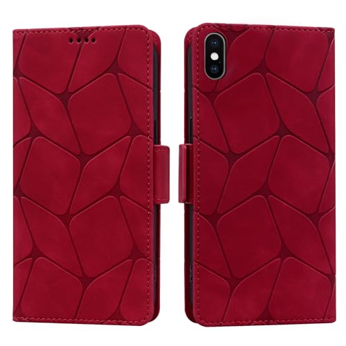 ONETHEFUL Handyhülle iPhone XS/X Stoßfest Hülle Magnet Kartenfach Standfunktion Wallet Leder Klappbar Schutzhülle für iPhone X, iPhone XS Rot von ONETHEFUL