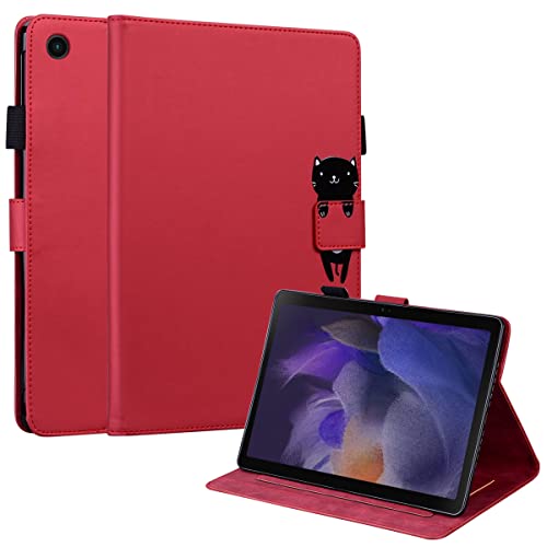 ONETHEFUL Hülle Book Cover Etui für Samsung Galaxy Tab A8 10.5" 2021 (SM-X200/X205) Schutzhülle PU Leder Tablet Tasche Case Huelle mit Ständer - Rot von ONETHEFUL