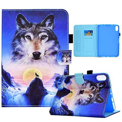 ONETHEFUL Hülle Book Cover Etui für iPad 10. Generation 10,9 Zoll 2022 Modell A2696 A2757 SchutzHülle PU Leder Tablet Tasche Case Huelle mit Ständer - Wolf von ONETHEFUL