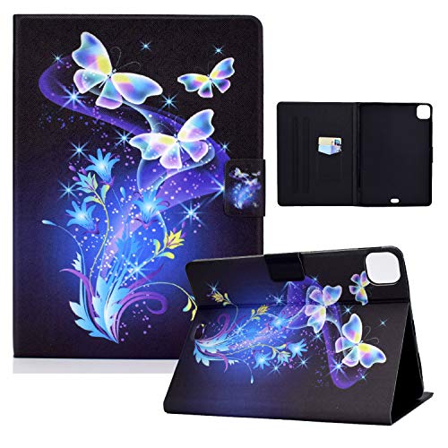 ONETHEFUL Hülle Cover Etui für iPad Air 4 2020 und Air 5 2022, iPad Air 4.5. Generation Hülle 10.9 Zoll/iPad Pro 11 SchutzHülle PU Leder Tablet Tasche Case Huelle mit Ständer - Blume Schmetterling von ONETHEFUL