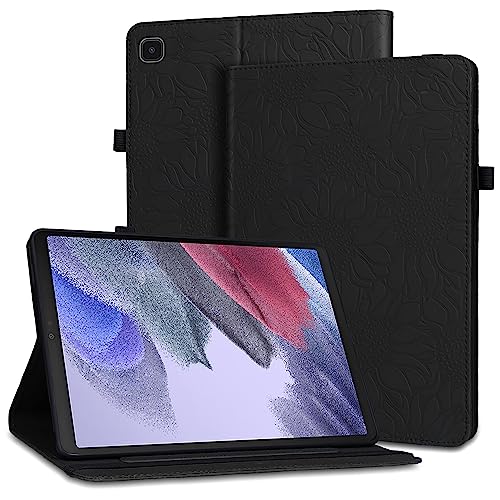 ONETHEFUL Hülle für Samsung Galaxy Tab A7 Lite 8.7" 2021 T220 T225 Schützhülle mit KlappStänder Auto Schlaf Wach Funktion,Elastisches Band Kartensteckplatz Case Schwarz von ONETHEFUL