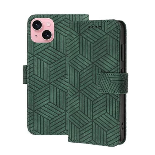 ONETHEFUL Hülle für iPhone 15 Leder Schutzhülle Ständer Kartenfächer Stoßfeste Handyhülle iPhone 15 5G Klapphülle, Grün ONETHEFUL Hülle für iPhone 15 Leder Schutzhülle Ständer Kartenfächer Stoßfeste Handyhülle iPhone 15 5G Klapphülle, Grün von ONETHEFUL
